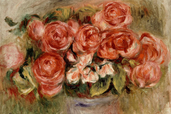 Renoir's Still Life of Roses in a Vase, oil on canvas, c. 1909 - 1919