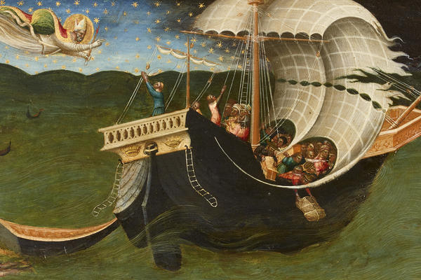 Detail of St Nicholas banishing a storm