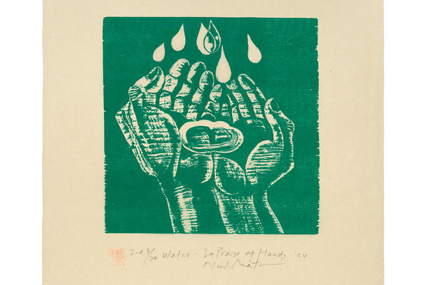 Water, 1974, woodcut by Naoko Matsubara in the In Praise of Hands exhibition