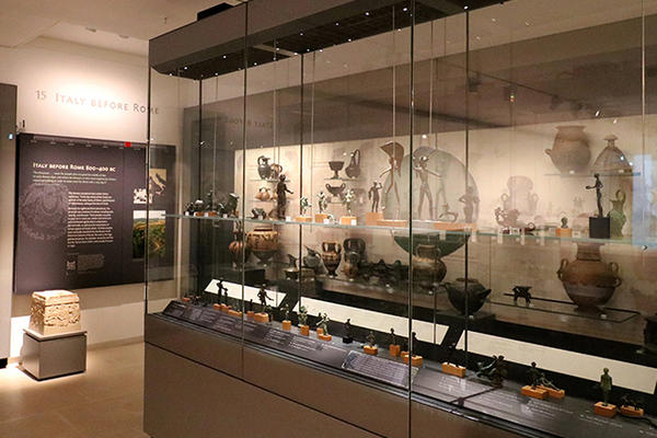 Gallery with display cases