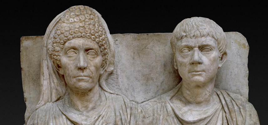 Marble Tombstone of the doctor Claudius Agathemerus and his wife Myrtale, c. AD 100