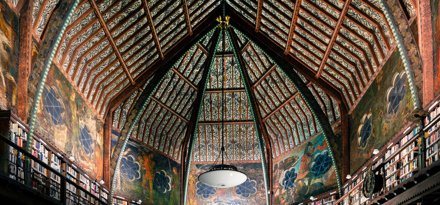 Ceiling of the Oxford Union, decorated by the Pre-Raphaelites