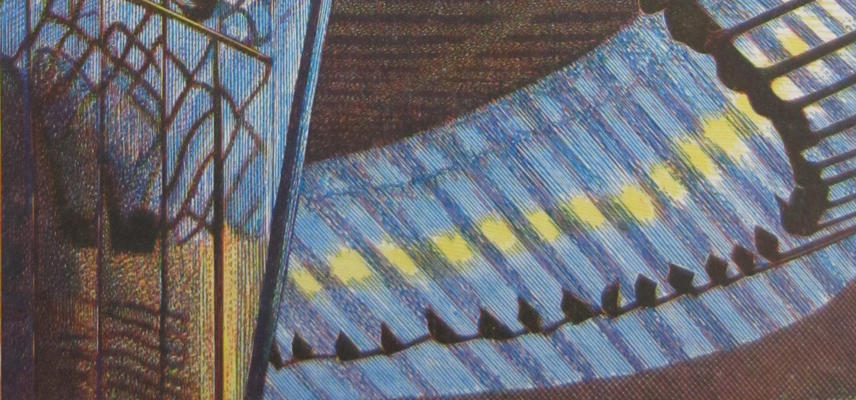 Edwina Ellis, Waterloo, wood engraving, 1996 © Tfl, detail of a poster from the collection of London Transport Museum