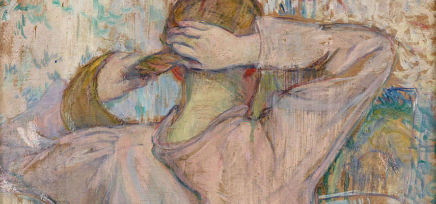 A Woman Tying Up her Hair, Seen from Behind by Henri de Toulouse-Lautrec, 1891 (detail)
