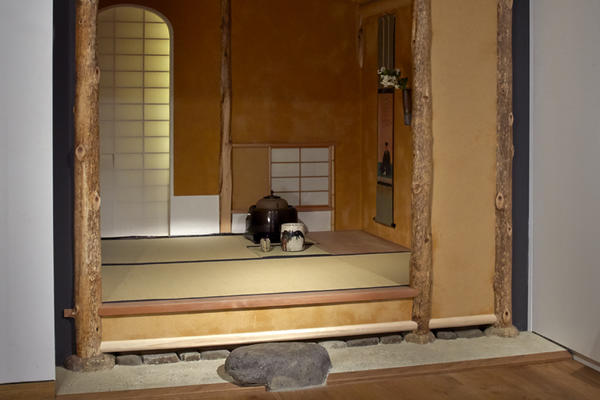 Traditional wooden Japanese Tea House, built within a gallery at the Ashmolean Museum