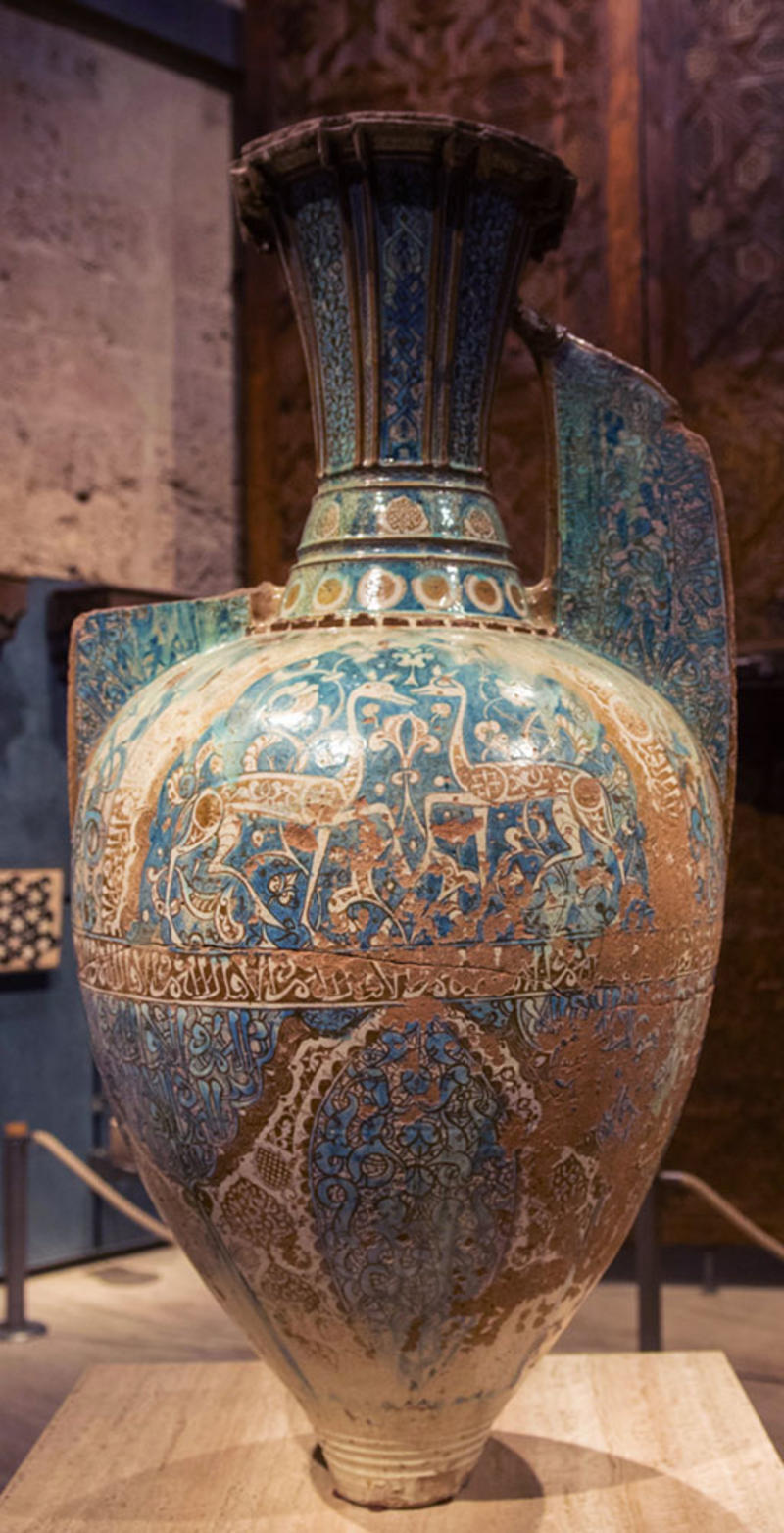 Alhambra Vase, Malaga,14th-15th century, earthenware with blue glaze and lustre decoration