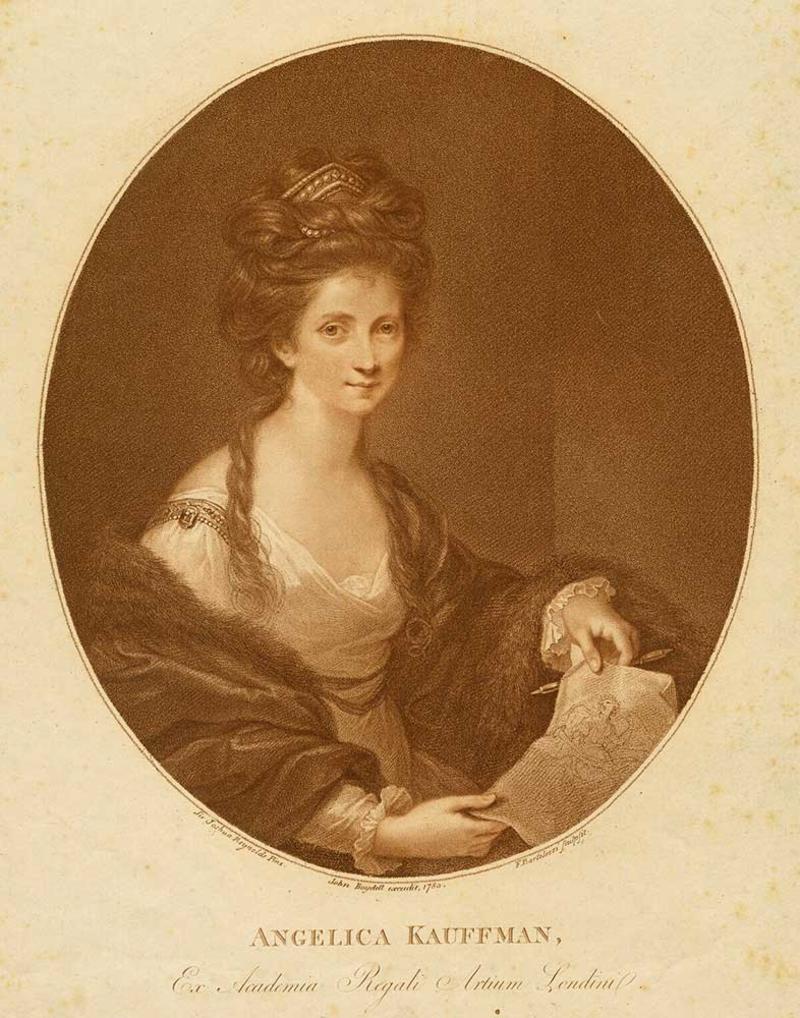 Angelica Kauffman portrait in stipple print by Francesco Bartolozzi, 1780, after Sir Joshua Reynolds Angelica Kauffman portrait in stipple print by Francesco Bartolozzi, 1780, after Sir Joshua Reynolds