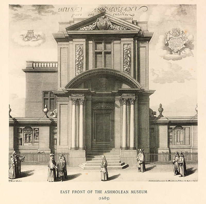 Front of the Ashmolean Museum illustration from the Oxford Almanack