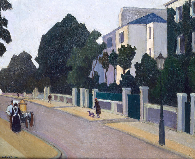 Oil painting of Queen's Grove in St John's Wood by Robert Bevan, in the post-Impressionist style