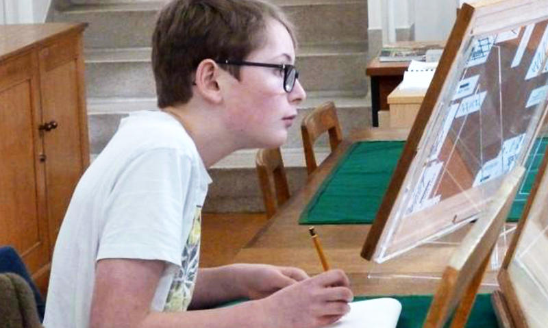 Boy drawing in the Print Room