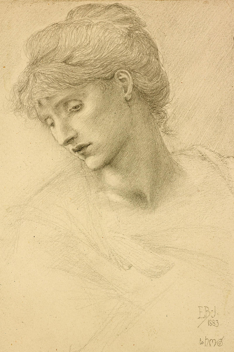 Violet Manners drawing in graphite on paper by Pre-Raphaelite Edward Burne Jones