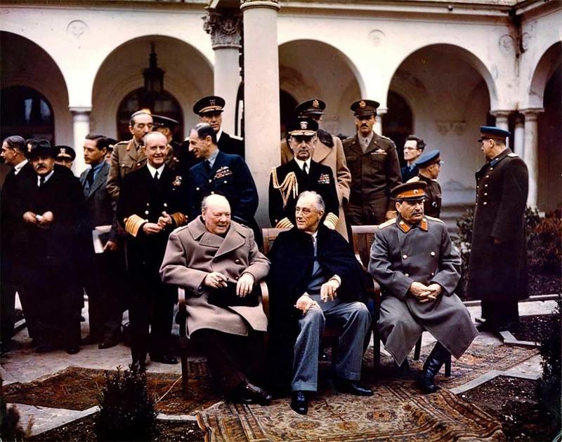 Churchill, Roosevelt and Stalin at the Yalta Peace Conference in 1945