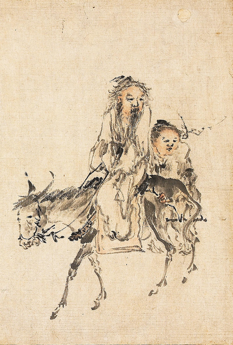Painting of a donkey EA1956.3920 Painting of an old man riding a donkey