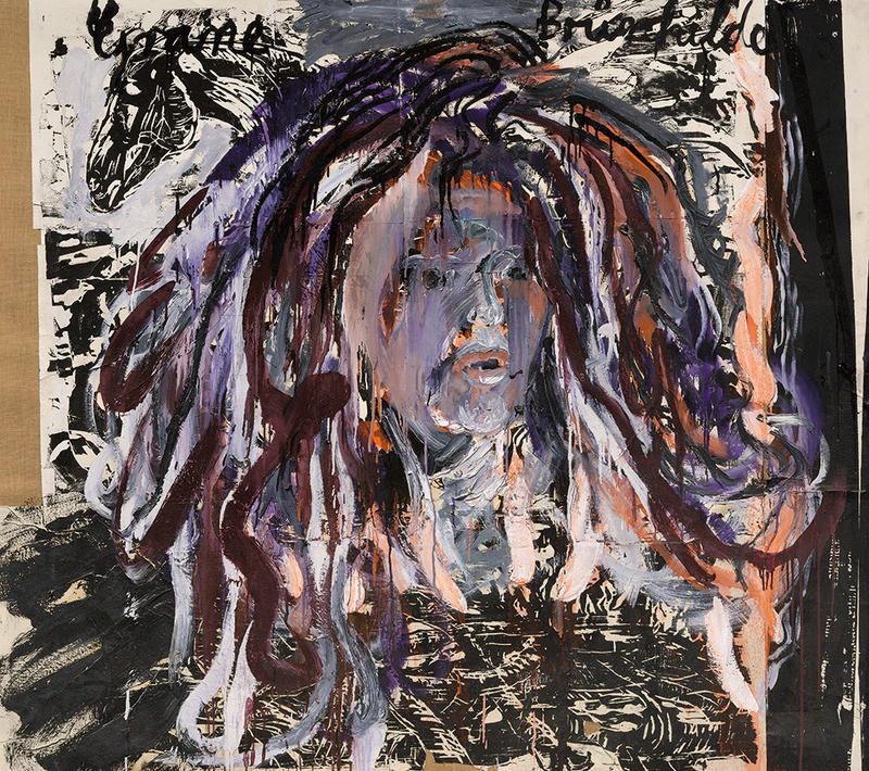 Brünhilde (Brunhild), Anselm Kiefer, 1981, oil & woodcut on paper laid down on burlap, Hall Collection. Courtesy of the Hall Art Foundation © Anselm Kiefer. Photo: Tom Powel Imaging Brunhilde expressionist portrait by Anselm Kiefer