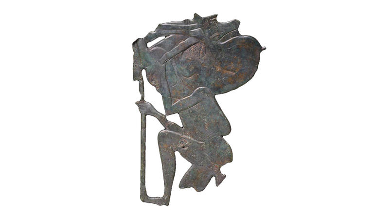 Bronze plaque from Psychro Cave showing a man carrying a wild goat