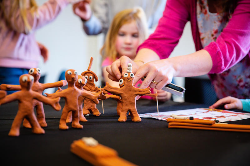 Aardman workshop session showing children making Morph models Aardman workshop session showing children making Morph models
