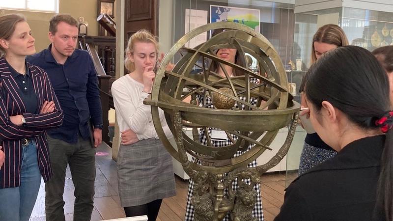 Mathilde Daussy Renaudin teaching in front of Henry Percy's Armillary Sphere, HoSM Inv.70229 Mathilde Daussy Renaudin teaching in front of Henry Percy's Armillary Sphere, HoSM Inv.70229