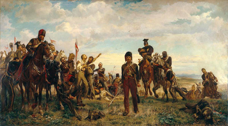 Balaclava war scene painting by Elizabeth Southerden Butler, 1876