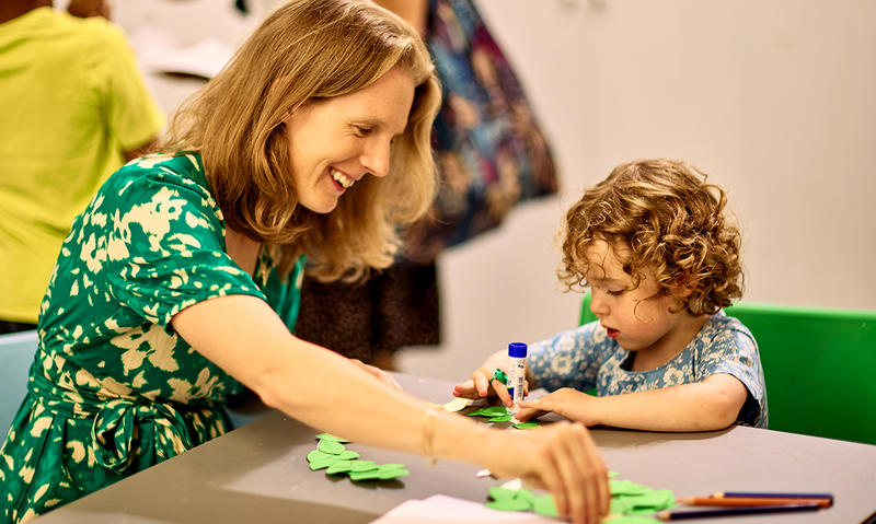Mum and daughter enjoying craft activity