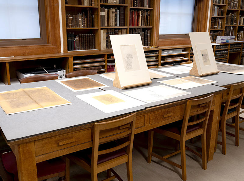 May Morris embroidery designs and patterns displayed in the New Douce Room 