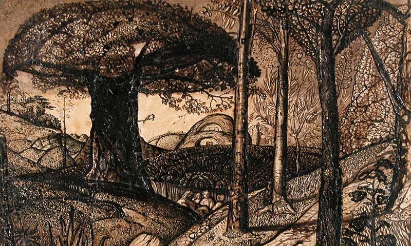 Pen and ink drawing by Samuel Palmer at the ashmolean museum