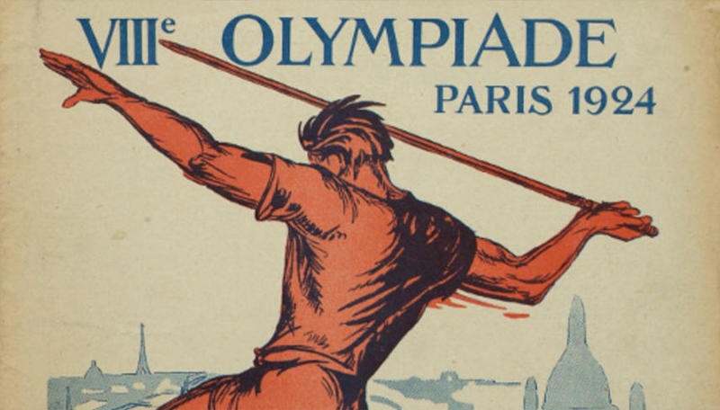Poster for the Paris 2024 Olympics, the VIII Olympiad Poster for the Paris 2024 Olympics, the VIII Olympiad, with an illustration of a javelin thrower