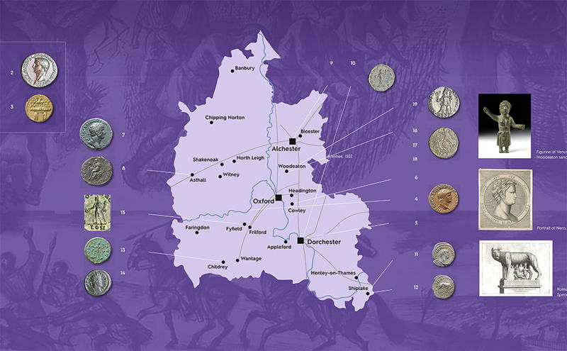 Map detail for the Roman Oxfordshire coins display