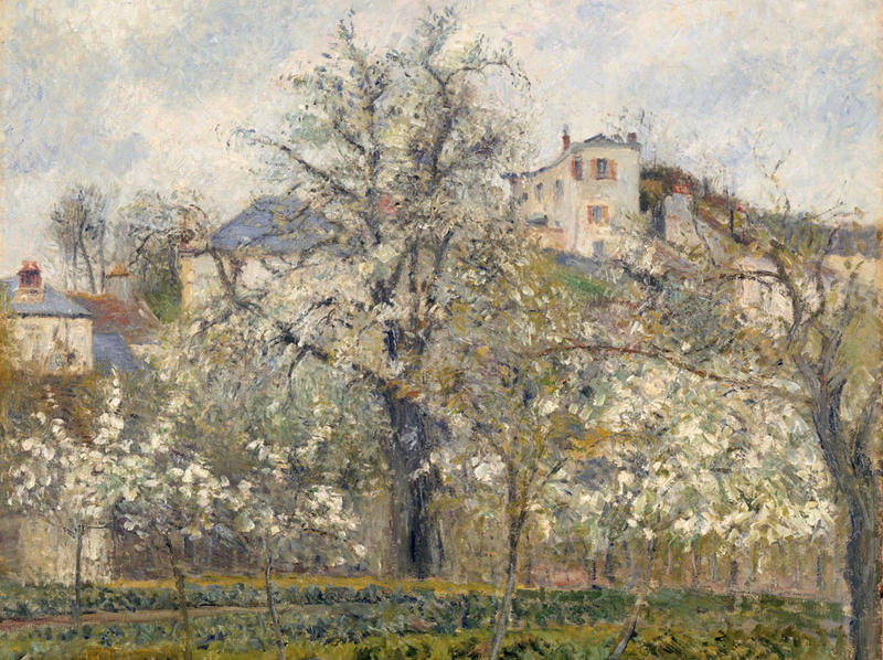 Camille Pissarro's Spring: Plum Trees in Bloom,1877. Oil on canvas. The painting is on loan from the Musée d’Orsay, Paris for the Pissarro exhibition.