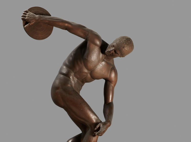 Plaster cast of a sculpture of a discus thrower from ancient Greece