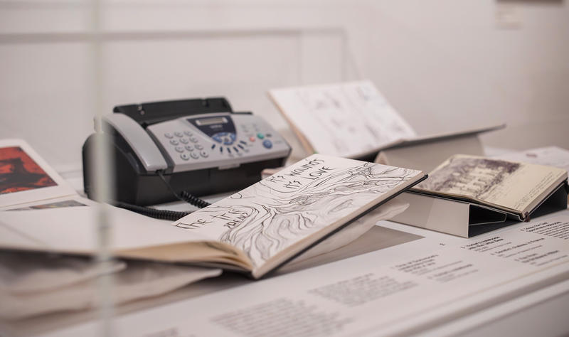Fax machine and notebooks display This is what you get exhibition