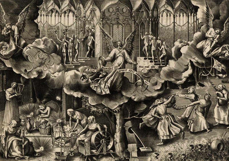 The Parable of the Wise and Foolish Virgins design, printed by Philips Galle, the Elder, after Pieter Bruegel, 1560-1561, engraving on laid paper