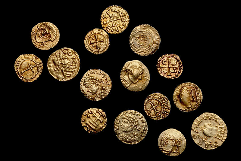 Coins from the Crondall hoard of Anglo-Saxon gold, c. AD 640