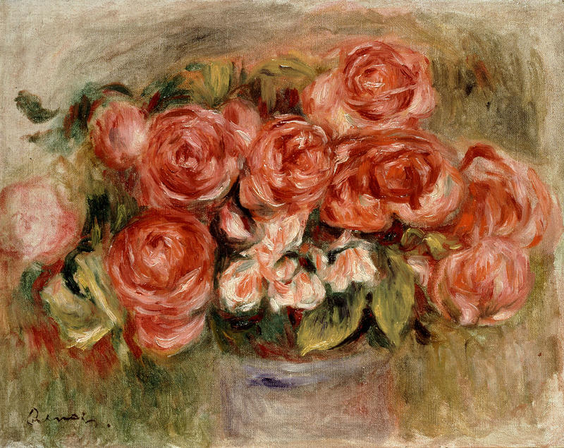 Renoir's Still Life of Roses in a Vase, oil on canvas, c. 1909 - 1919