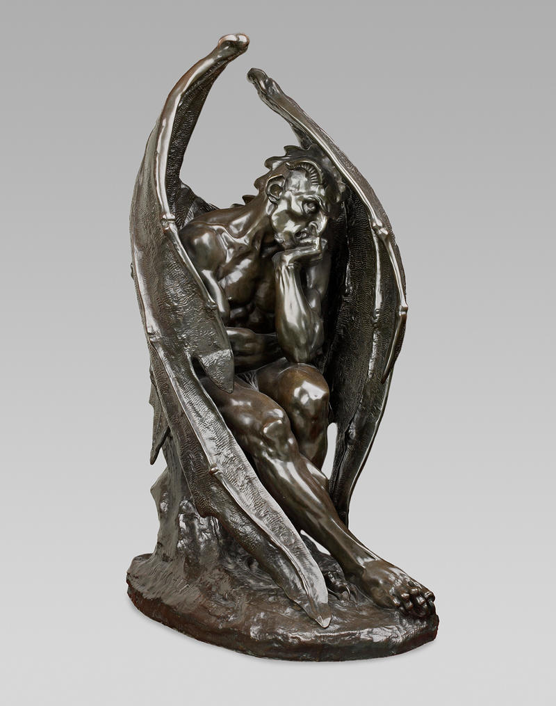 80cm high, Satan bronze sculpture by Jean-Jacques Feuchère, 1833-1834