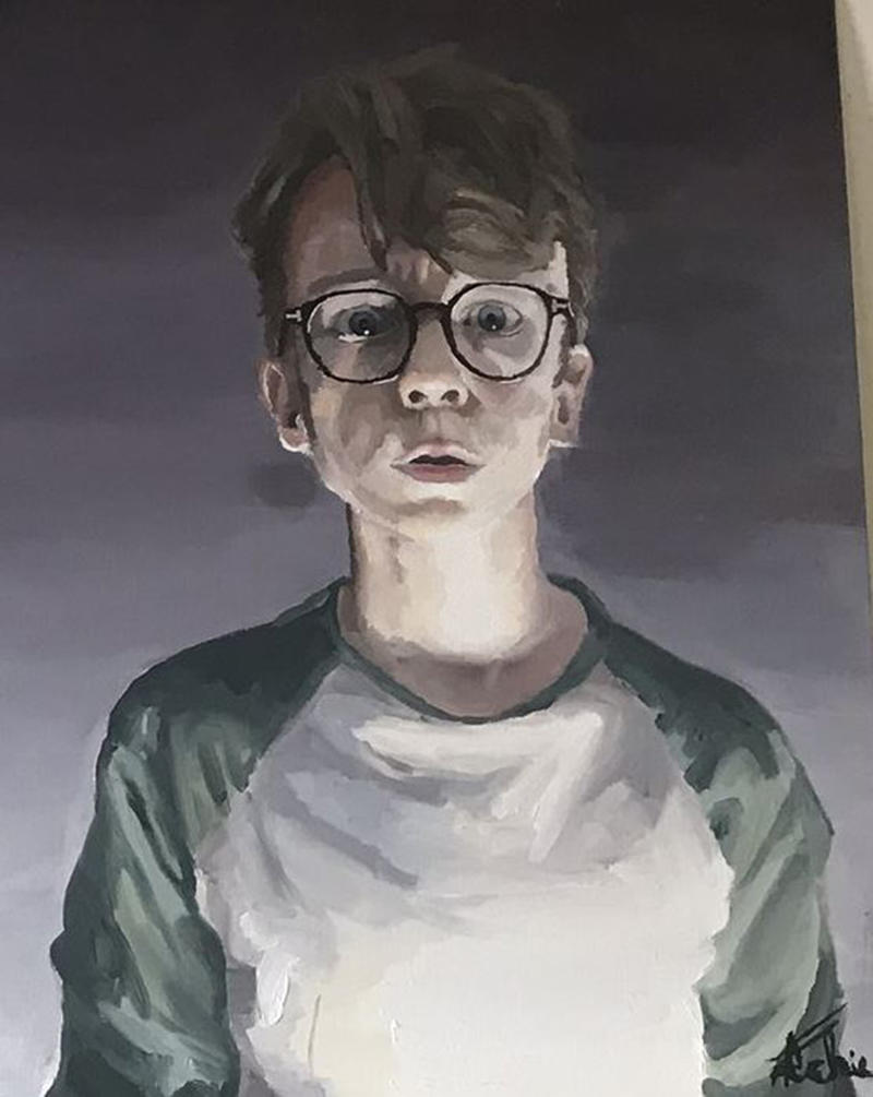 Archie Johnston (age 16), Overwhelm, Oil on board 2020 © the artist Archie Johnston (age 16), Overwhelm, Oil on board 2020 © the artist