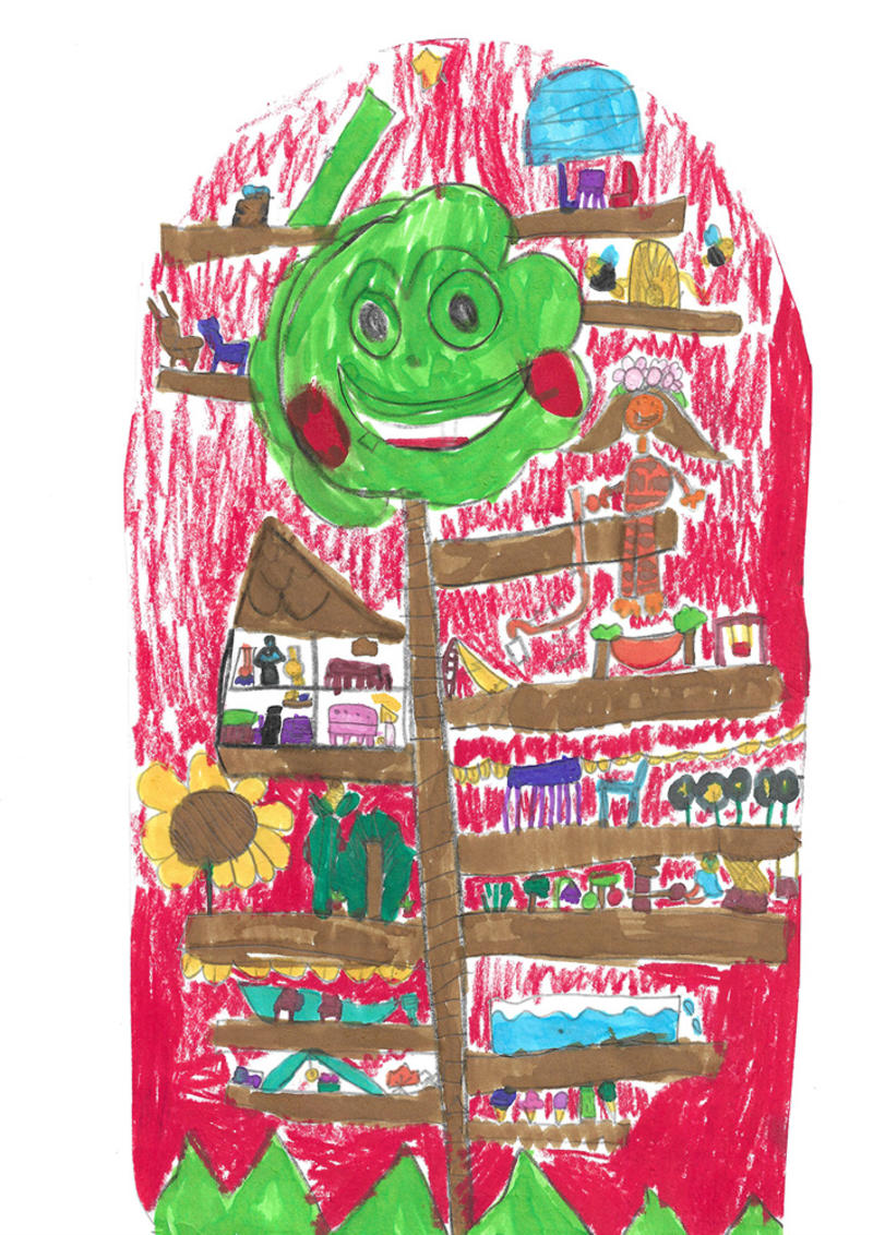 Nina Davis (age 6), Garden Treehouse, Pencil and felt tip on paper, 2020 © the artist Nina Davis (age 6), Garden Treehouse, Pencil and felt tip on paper, 2020 © the artist