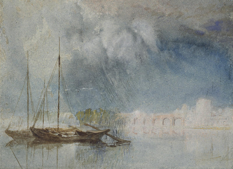 Atmospheric watercolour & drawing by Turner of Nantes harbour