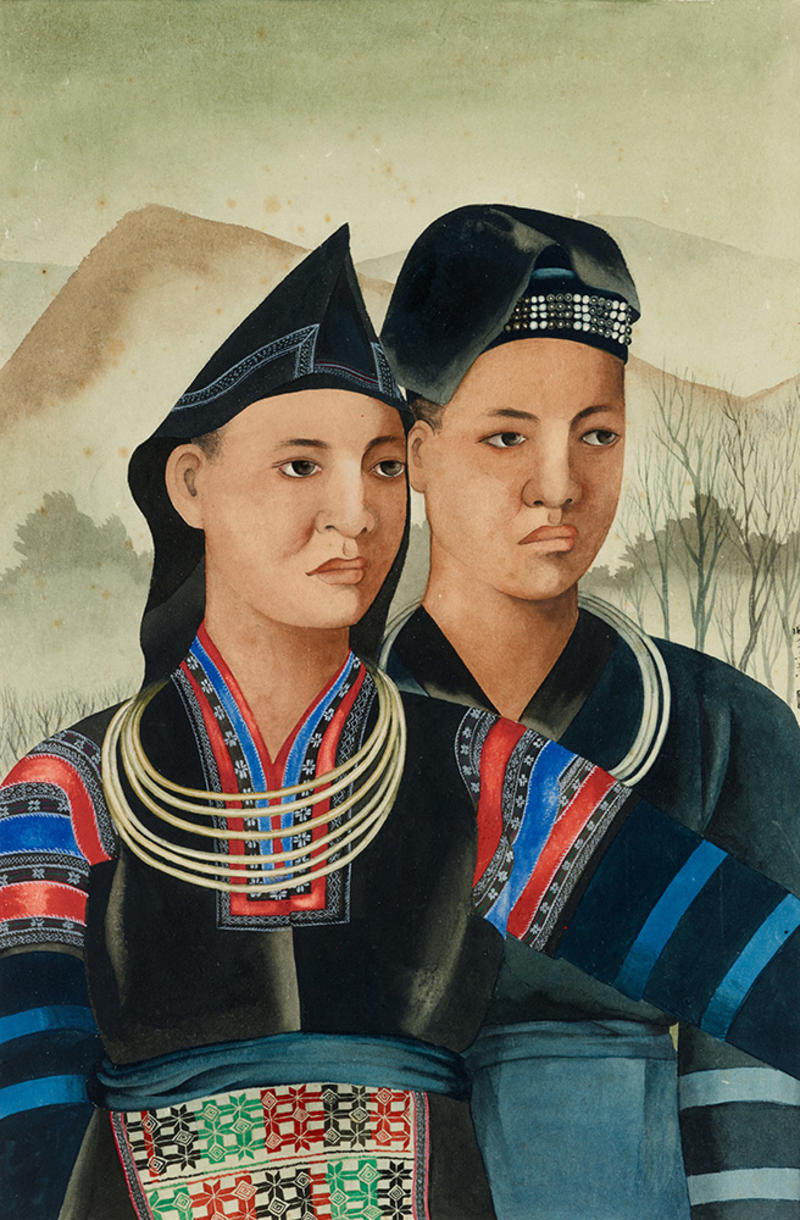 Two female Miao figures portrait