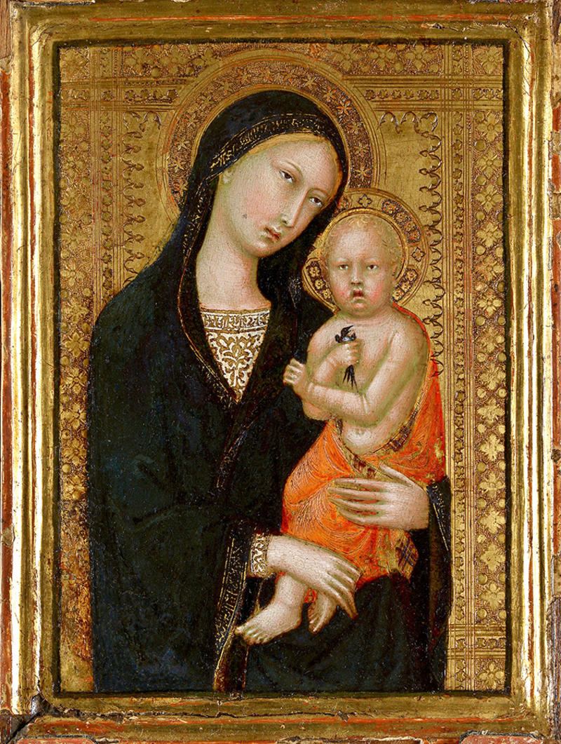 A 14th-century painting of the Virgin and Child with gold frame by artist Ceccarelli