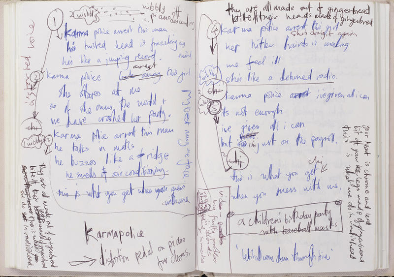 Thom Yorke notebook scribbles - TIWYG article Thom Yorke notebook scribbles - TIWYG article