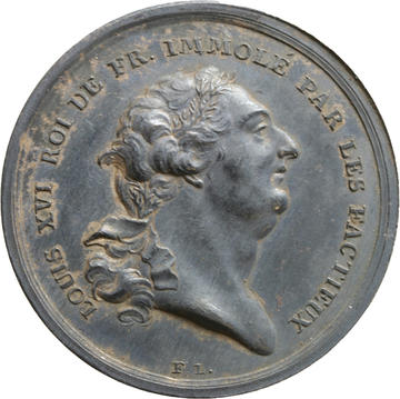 “Lamenting the death of Louis XVI”, 21 January 1793, by Daniel Friedrich Loos 1735-1819, Silver, 30mm Silver medallion