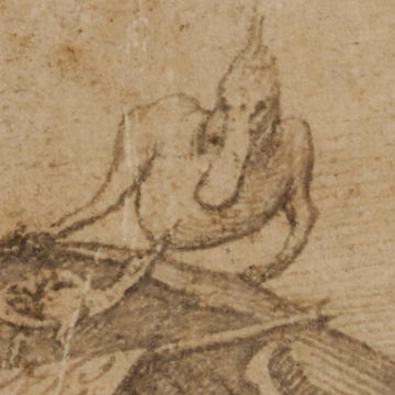 Bruegel's Temptation of St Anthony drawing detail of one of the fantastical bird creatures Bruegel's Temptation of St Anthony drawing detail of one of the fantastical bird creatures