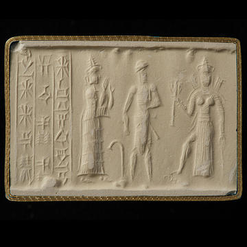 Cylinder seal depicting Ishtar, 1900–1600 BCE Old Babylonian, Iraq Cylinder seal depicting Ishtar, 1900–1600 BCE Old Babylonian, Iraq