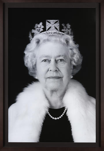 Chris Levine's holograph of Queen Elizabeth II portrait in black and white