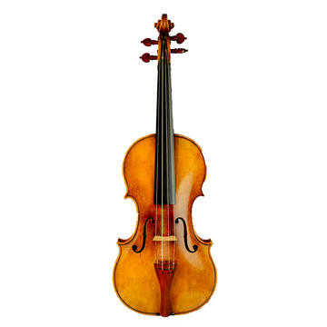 A front view of a violin made by Nicolò Amati