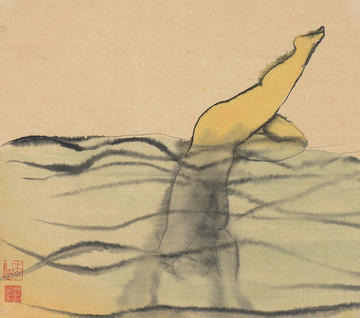 Nude Bathing, Li Jin, c. 2001 © Li Jin / Ashmolean Museum Nude Bathing ink painting by Chinese artist Li Jin, dated 2001