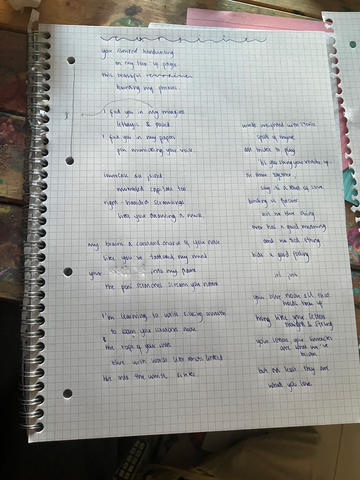 Handwritten poem by Rachel Robinson