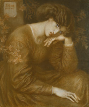 Reverie by Dante Gabriel Rossetti, 1868, one of his 'mythological' portraits of Jane Morris