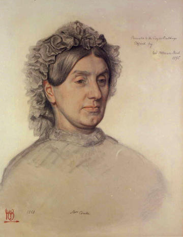 Portrait of Martha Combe by William Holman Hunt, 1895, in the Pre-Raphaelites exhibition 2022