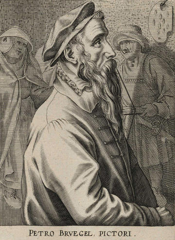 Engraving portrait of Pieter Bruegel, the Elder, by printmaker Hendrik Hondius I, the Elder, c. 1610